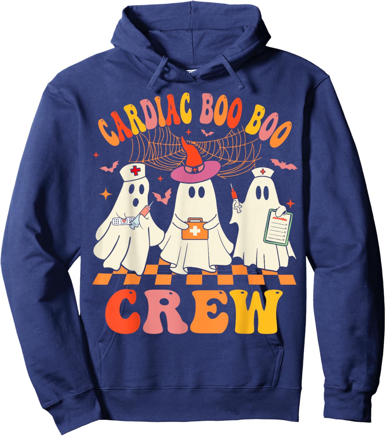 Halloween Cardiology Nurse Costume Cardiac Boo Crew Nurse Hoodie - Hoodie | Navy