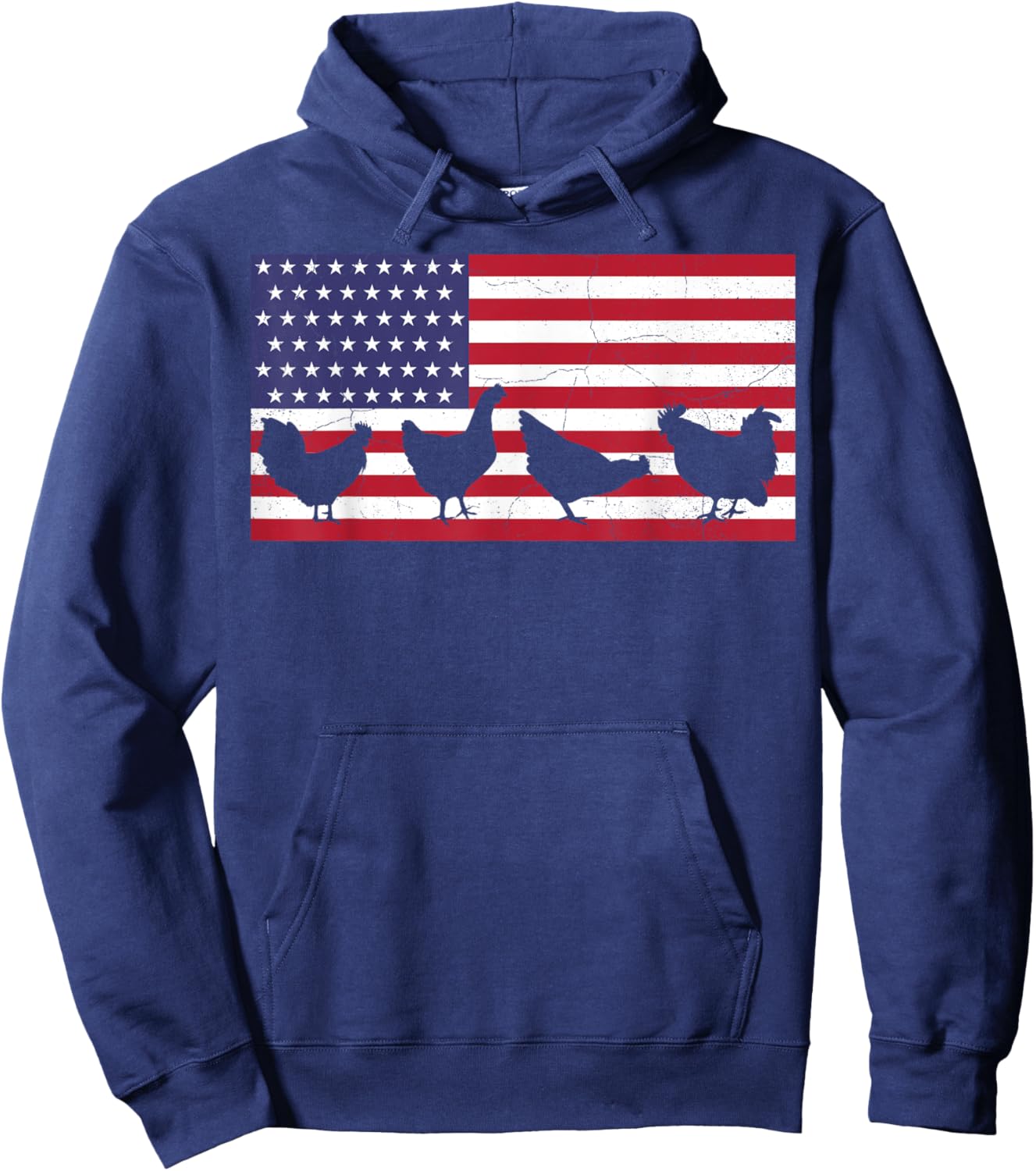 Chicken Fourth of July Hen Farm July 4th American Flag USA Hoodie - Hoodie | Navy