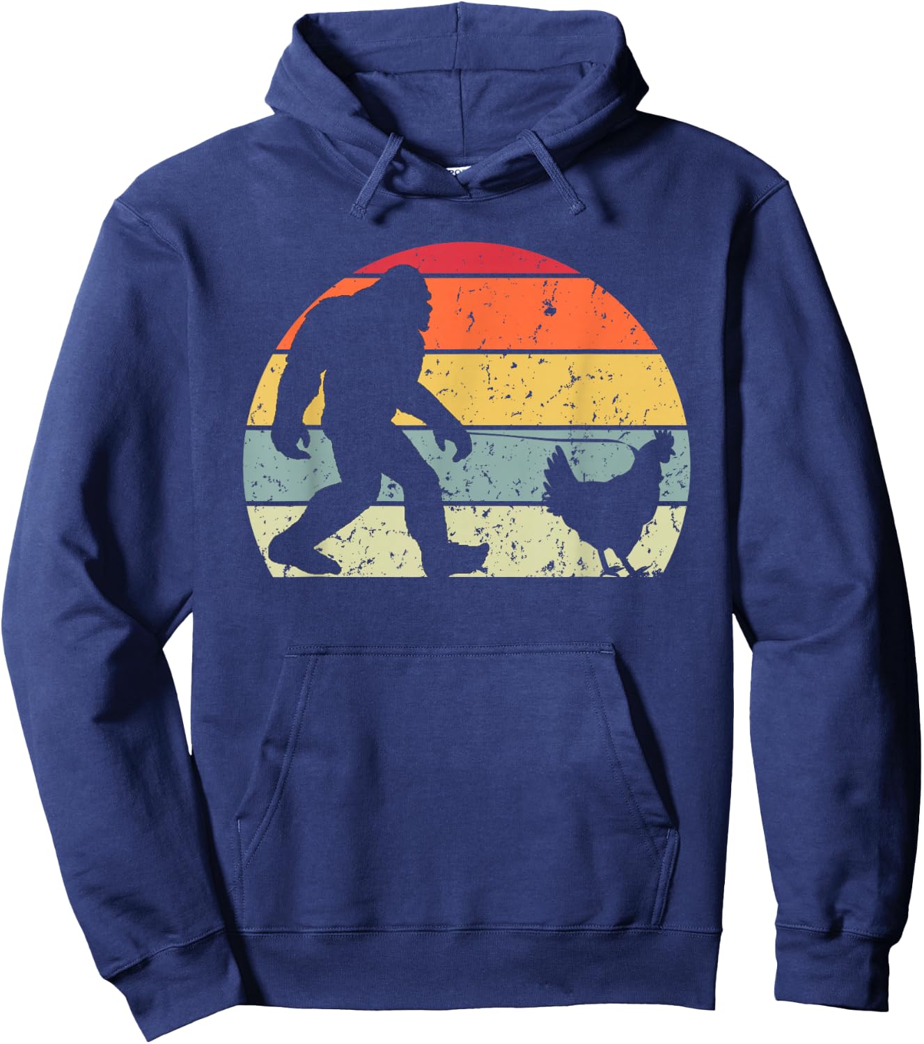Funny Yeti Retro Vintage Sasquatch Bigfoot Walking Chicken Hoodie - Hoodie | Navy