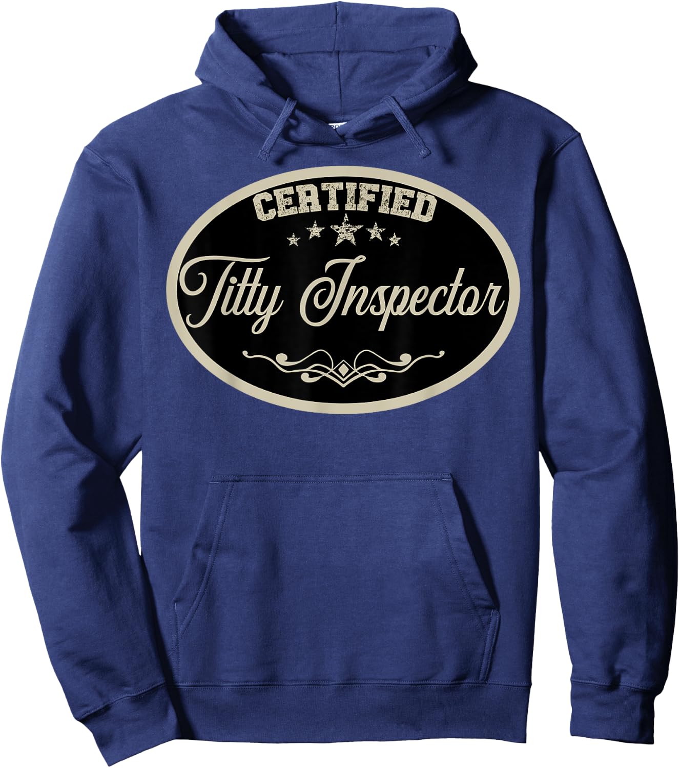 Funny Certified Titty Inspector Vintage Boobs Lover Gag Hoodie - Hoodie | Navy