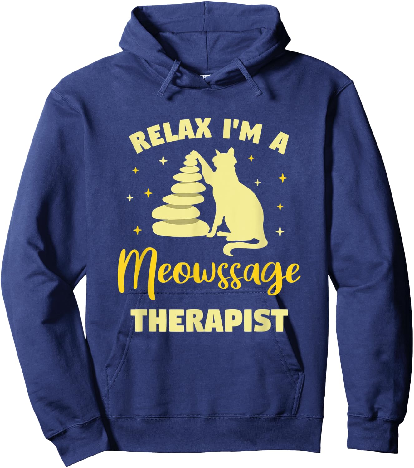 Cat Gives Massage Meowssage Therapist Funny Cat Massage Cat Hoodie - Hoodie | Navy