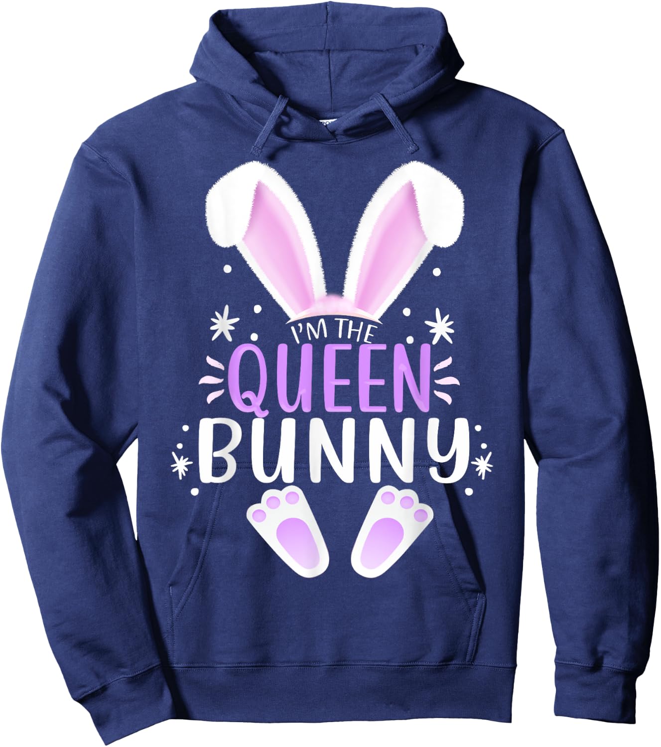 I'm The Queen Bunny Easter Day Bunny Family Matching Style Hoodie - Hoodie | Navy