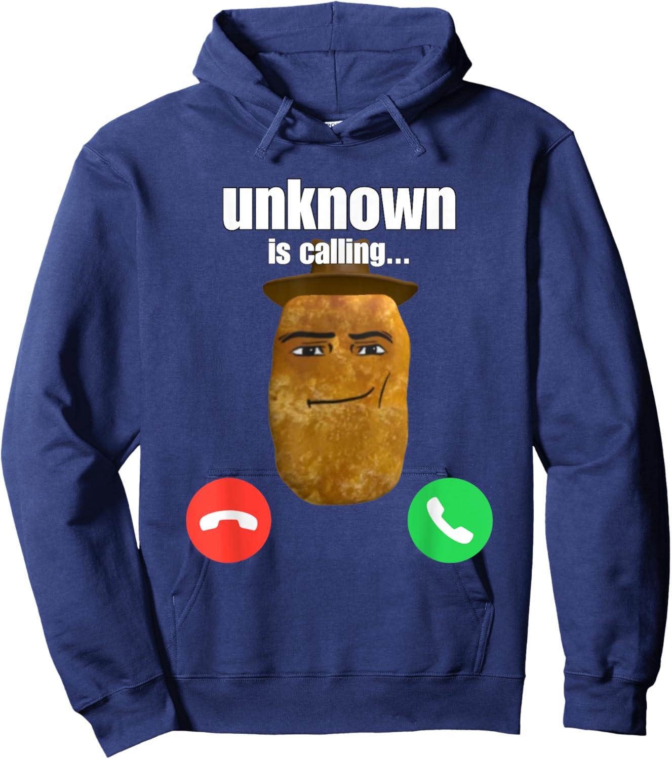 Chicken Nugget Man Face Cowboy Meme Hoodie - Hoodie | Navy
