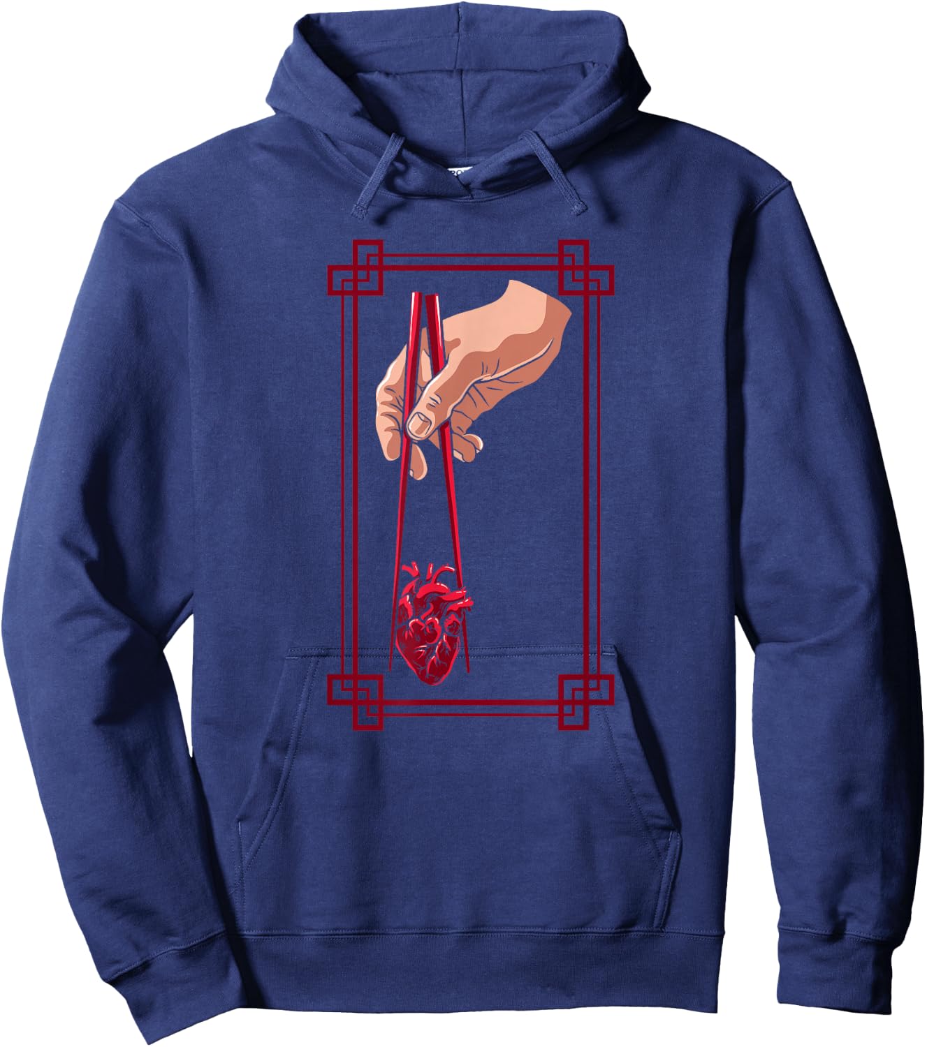 Weird Goth Chopstick Heart Japanese Aesthetic Anime Lover Hoodie - Hoodie | Navy