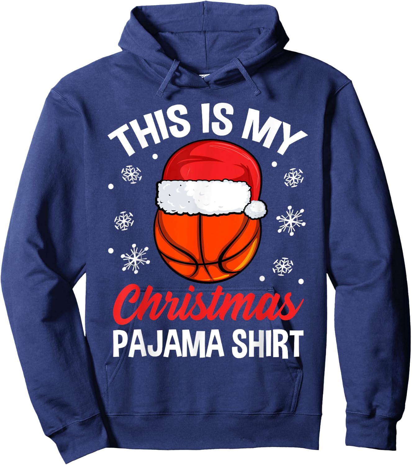 Funny Christmas Basketball Ball Pajama Pj Outfit Men Women Hoodie - Hoodie | Navy
