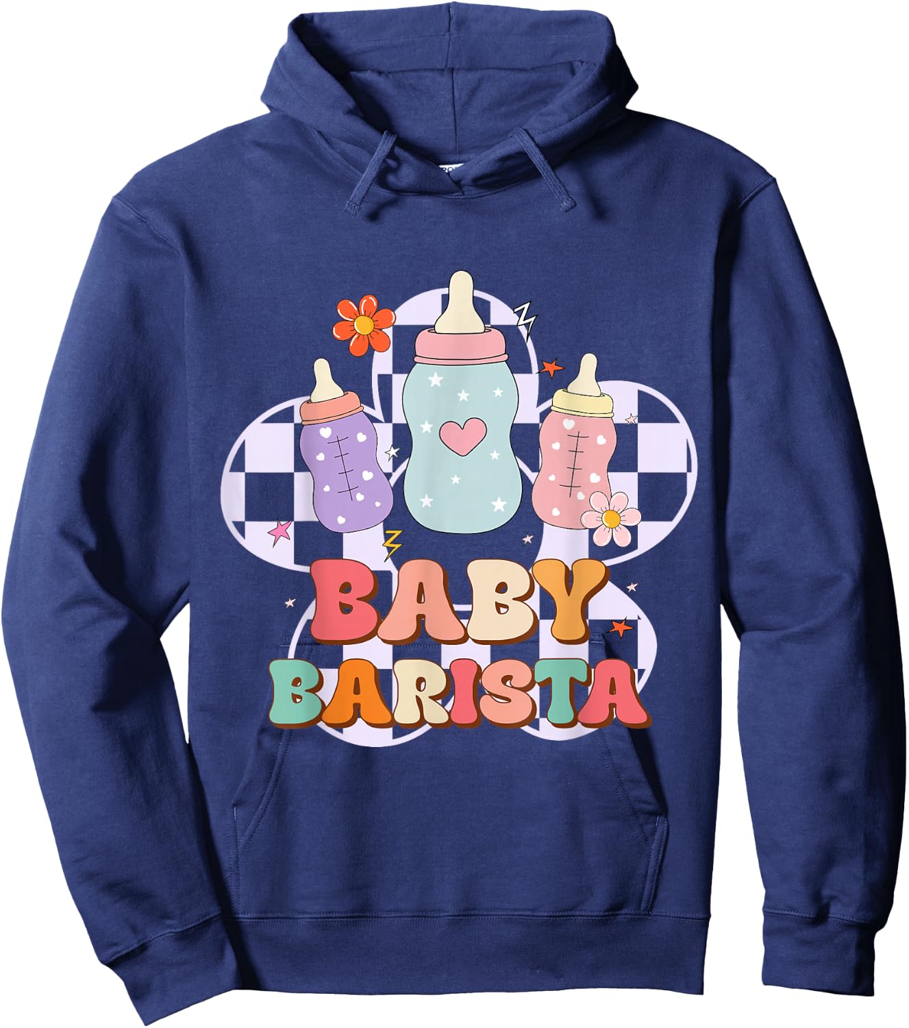 Mother Baby Nurse Funny NICU Nurse Milk Bottle Baby Barista Hoodie - Hoodie | Navy
