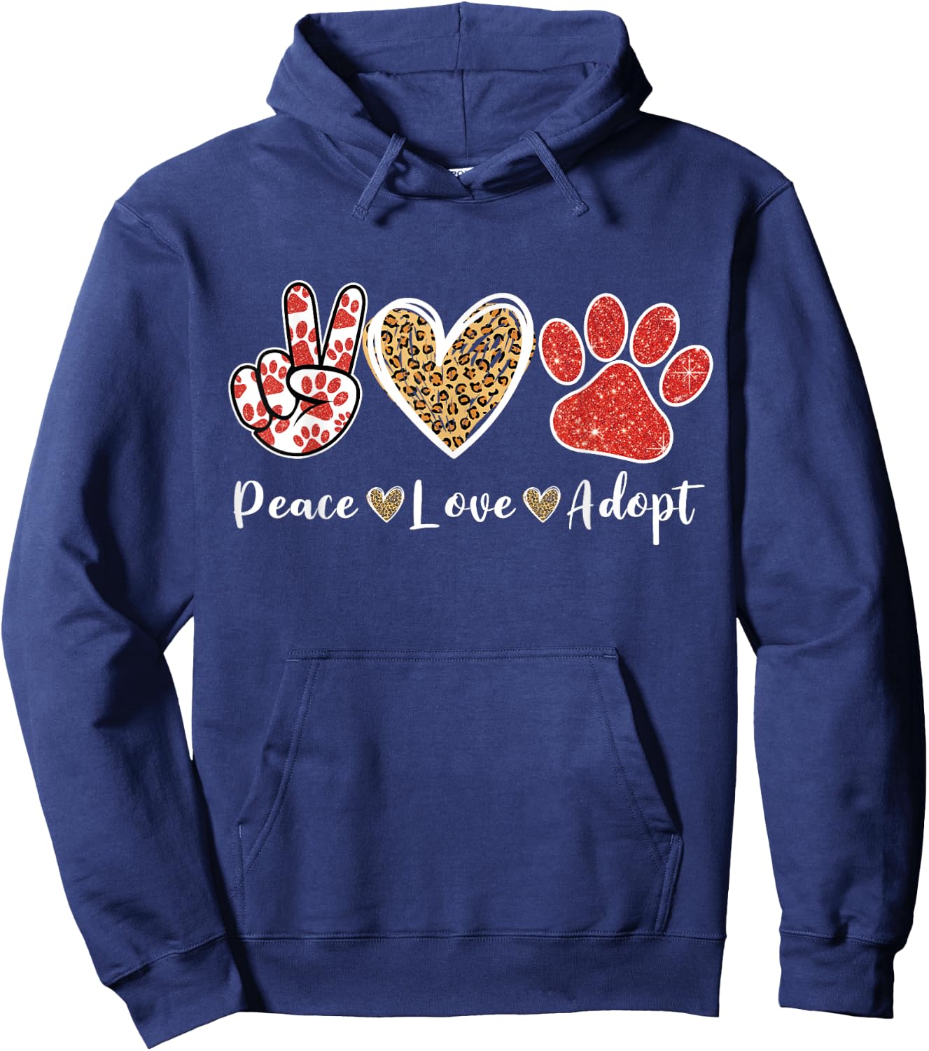 Ki Peace Love Rescue Adopt Dog Cat Lover Costume Puppy Mom Hoodie - Hoodie | Navy