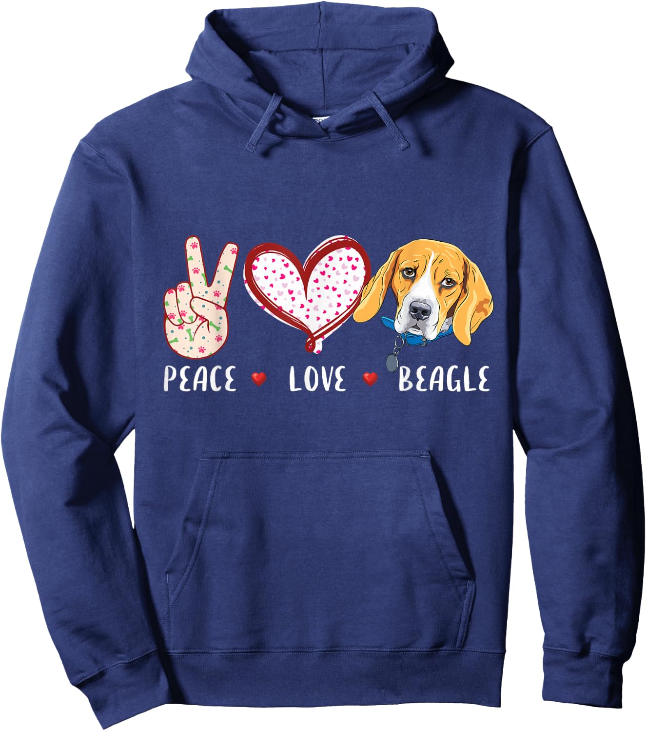 Peace Love Beagle Gift Women Kids Beagle Dog Hoodie - Hoodie | Navy