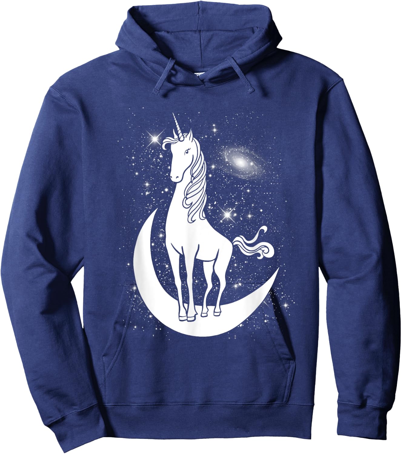 Unicorn Standing on Crescent Moon Magic Unicorn Gift Hoodie - Hoodie | Navy