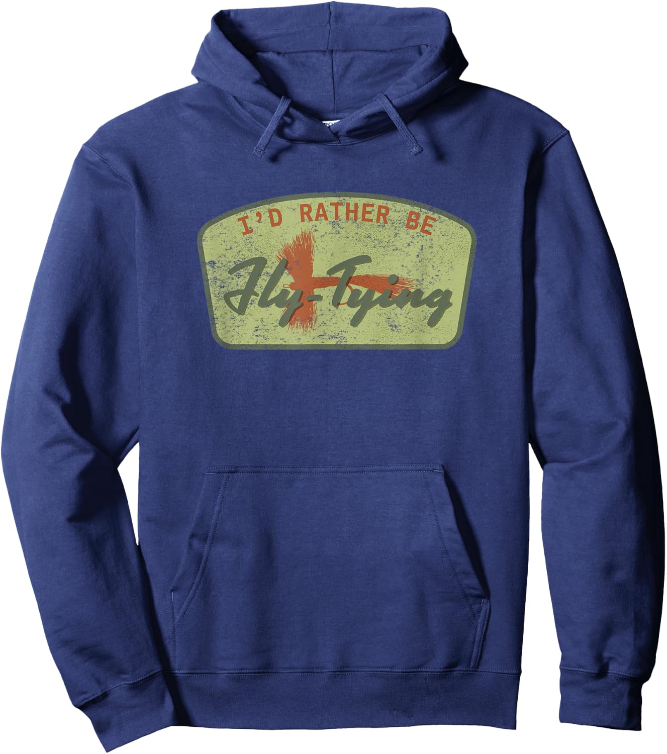 Badge Design for Fly Tying Fisherman Hoodie - Hoodie | Navy