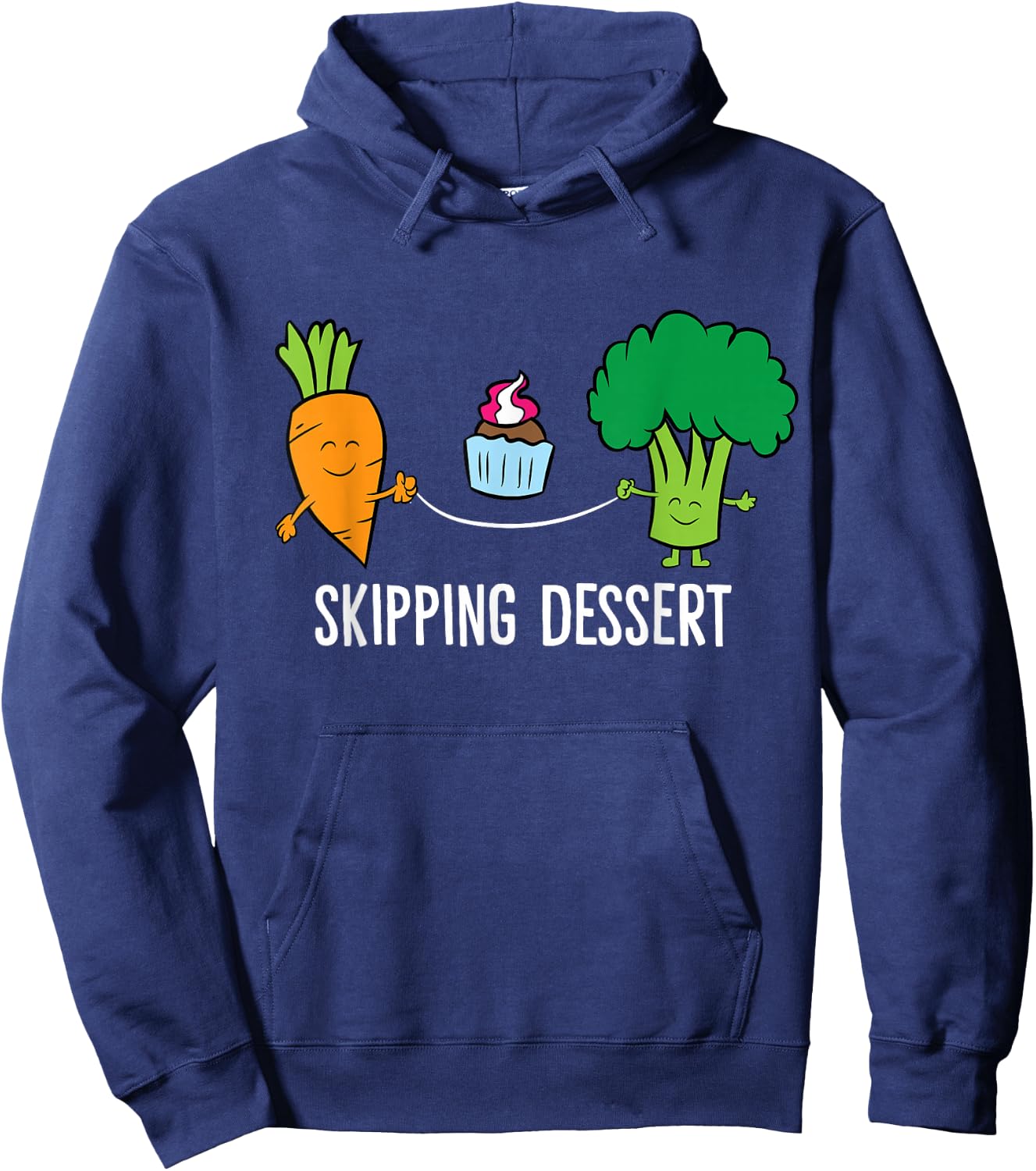Broccoli Carrot Vegetable Skipping Dessert Cupcake Hoodie - Hoodie | Navy