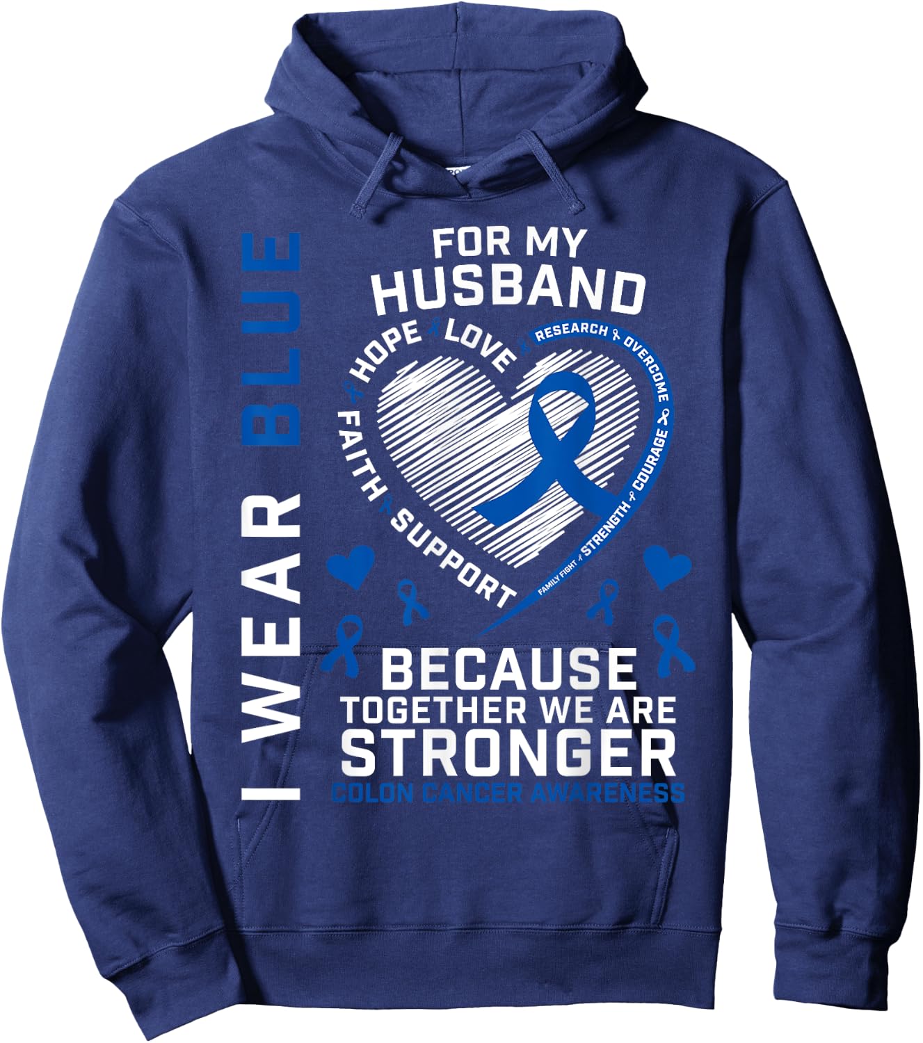 Husband Colon Cancer Awareness Products Gifts Wife Women Men Hoodie - Hoodie | Navy