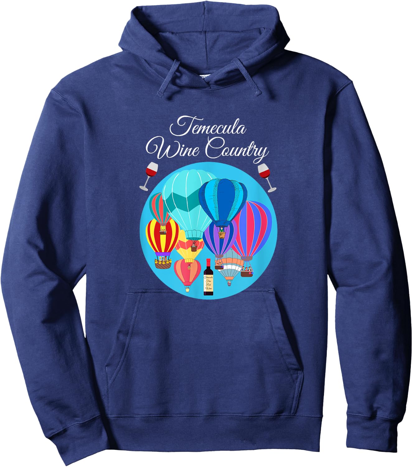 Temecula Wine country hot air balloons cute design Men Women Hoodie - Hoodie | Navy