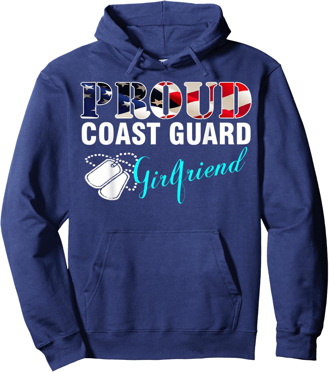 Vintage Proud Coast Guard Girlfriend With American Flag Gift Hoodie - Hoodie | Navy