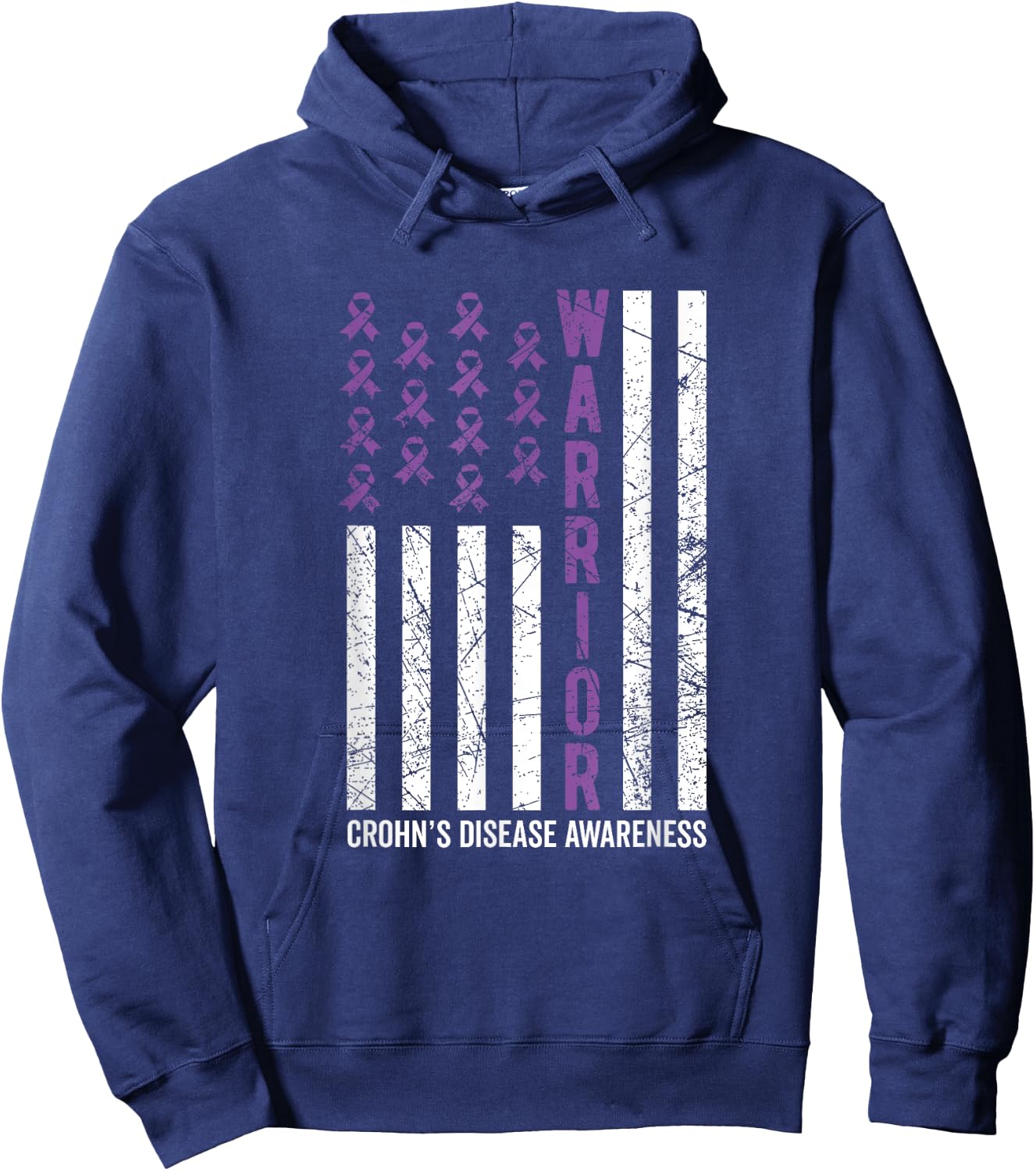 Purple Warrior & Men Crohn's Awareness Hoodie - Hoodie | Navy