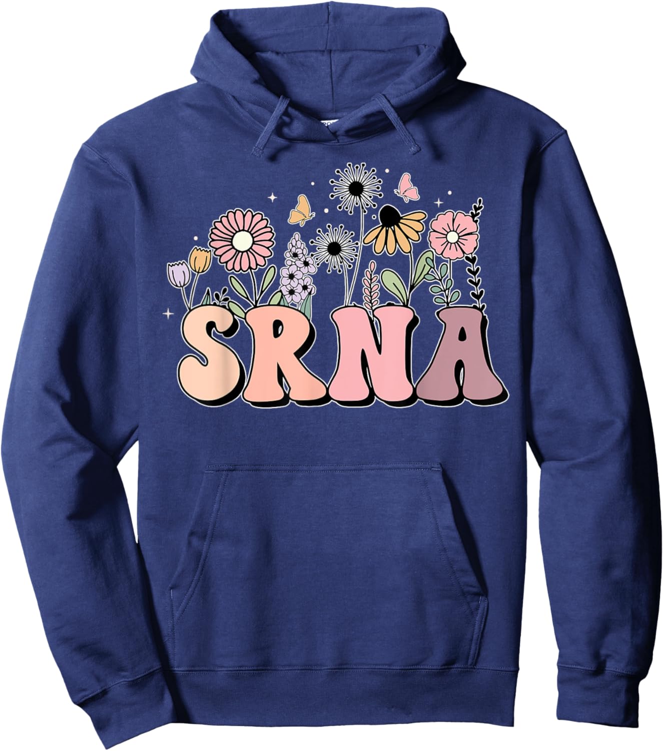 Wildflower Student Registered Nurse Anesthetist SRNA Nurse Hoodie - Hoodie | Navy