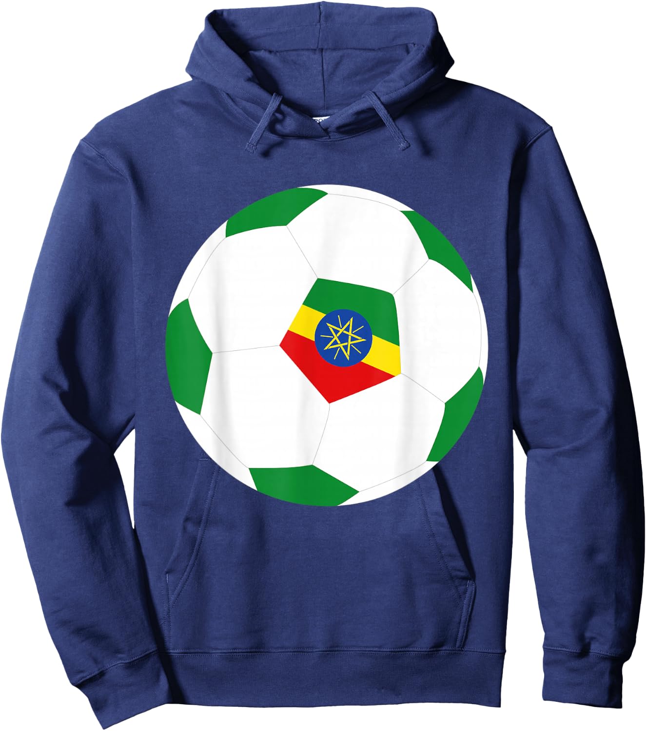 Ethiopia Soccer Ball Ethiopian Flag Jersey Pride Print Hoodie - Hoodie | Navy