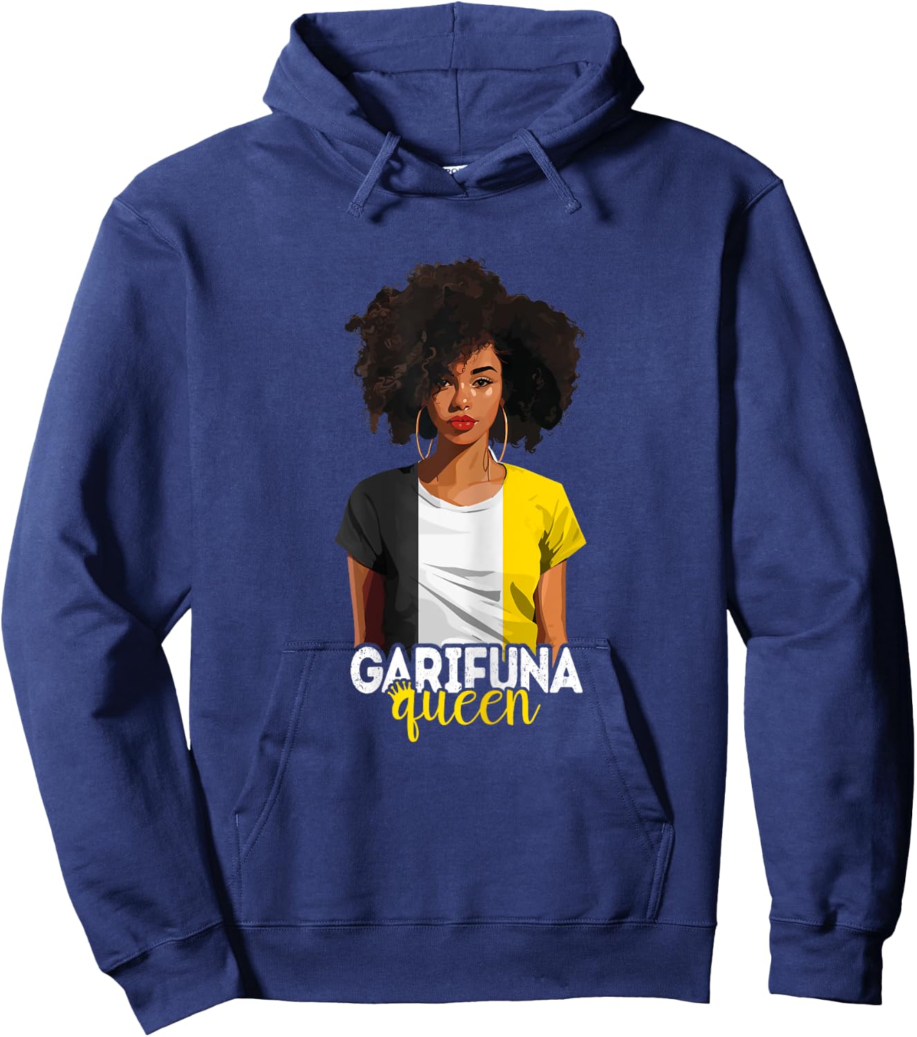 Garifuna Queen Black Afro Caribbean Flag Black History Hoodie - Hoodie | Navy