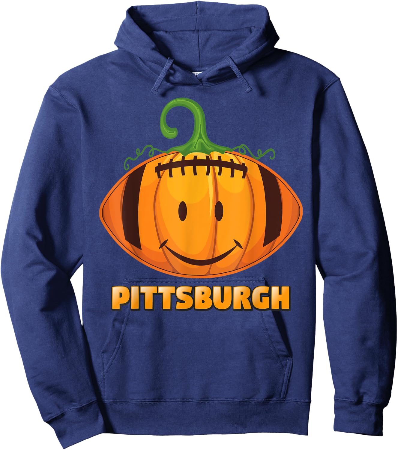 Pumpkin Halloween Costume Pittsburgh Football Cool Face Hoodie - Hoodie | Navy