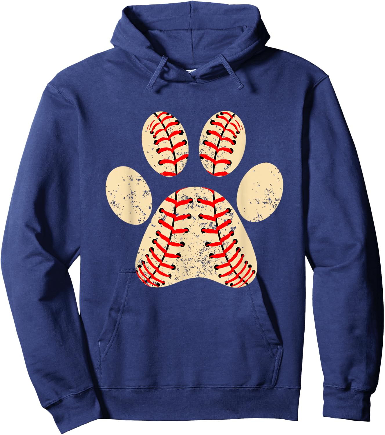 Baseball Dog Paw Print Sports Puppy Lover Mom Dad Hoodie - Hoodie | Navy