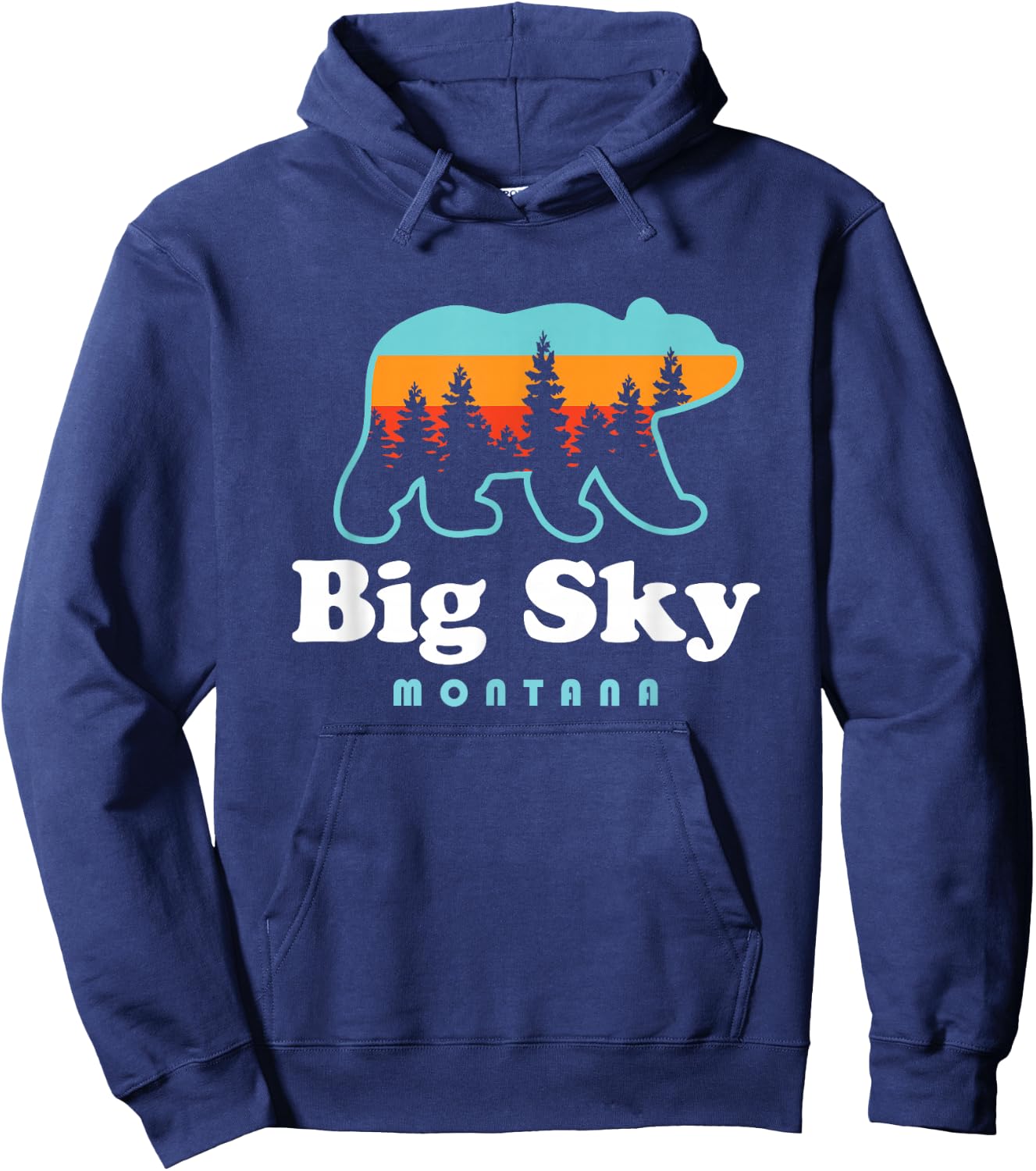 Big Sky Montana Bear Mountains Ski Trees Hoodie - Hoodie | Navy
