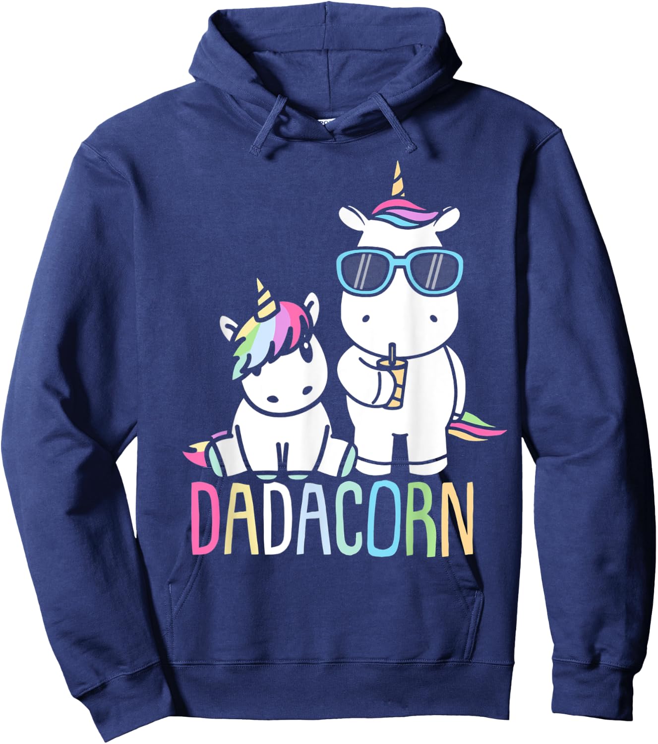 Funny Father's Day Dadacorn Shirt Unicorn Dad Baby Hoodie - Hoodie | Navy
