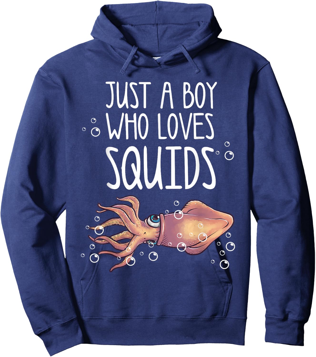 Funny Just A Boy Who Loves Squids Gift | Calamari Lover Men Hoodie - Hoodie | Navy