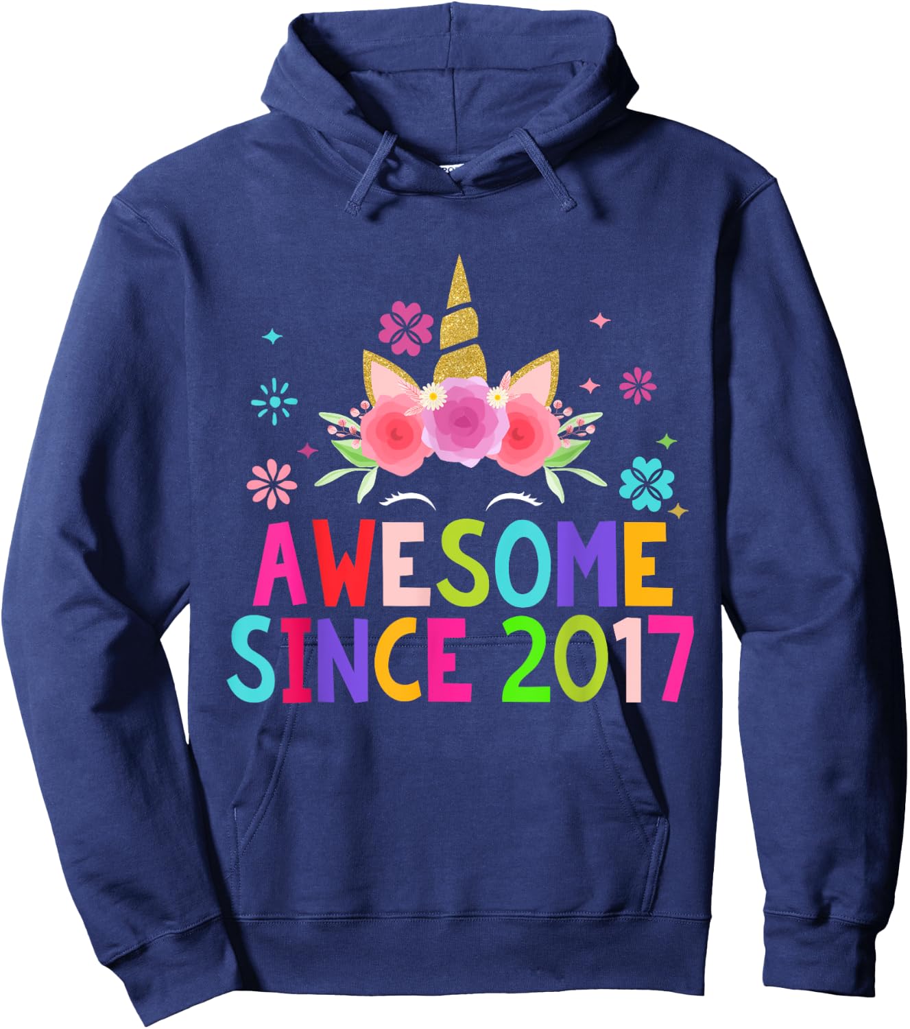3rd Birthday Unicorn 3 Years Old Girl Awesome Since 2017 Hoodie - Hoodie | Navy