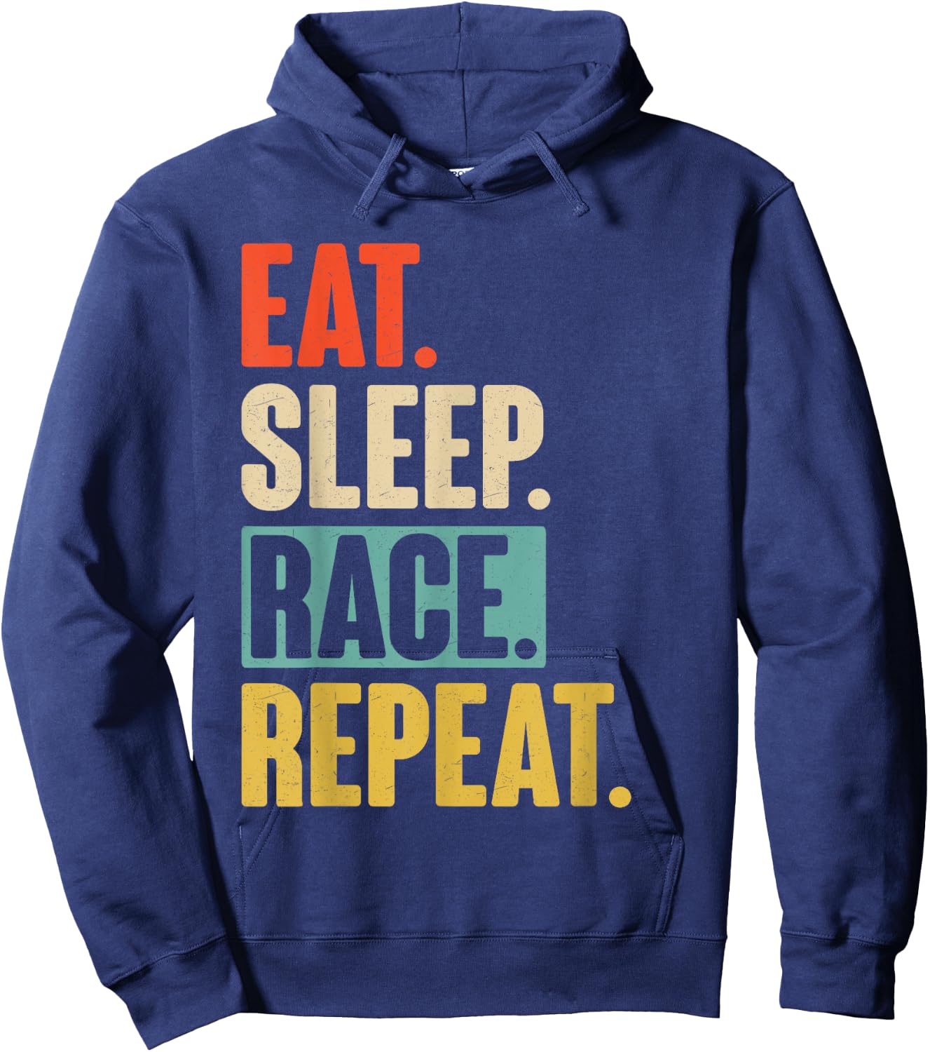 Eat Sleep Race Repeat - Retro Vintage Racing Car Dirt Funny Hoodie - Hoodie | Navy