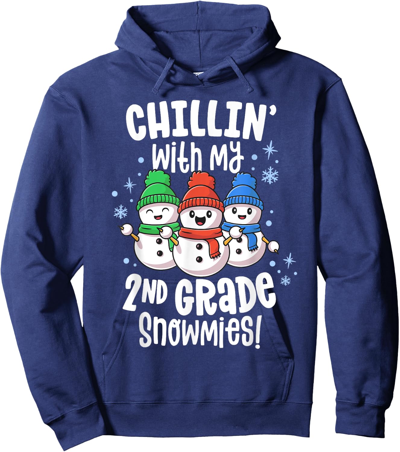 Chillin With My Snowmies Shirt 2nd Grade Teacher Christmas Women Kids Hoodie - Hoodie | Navy