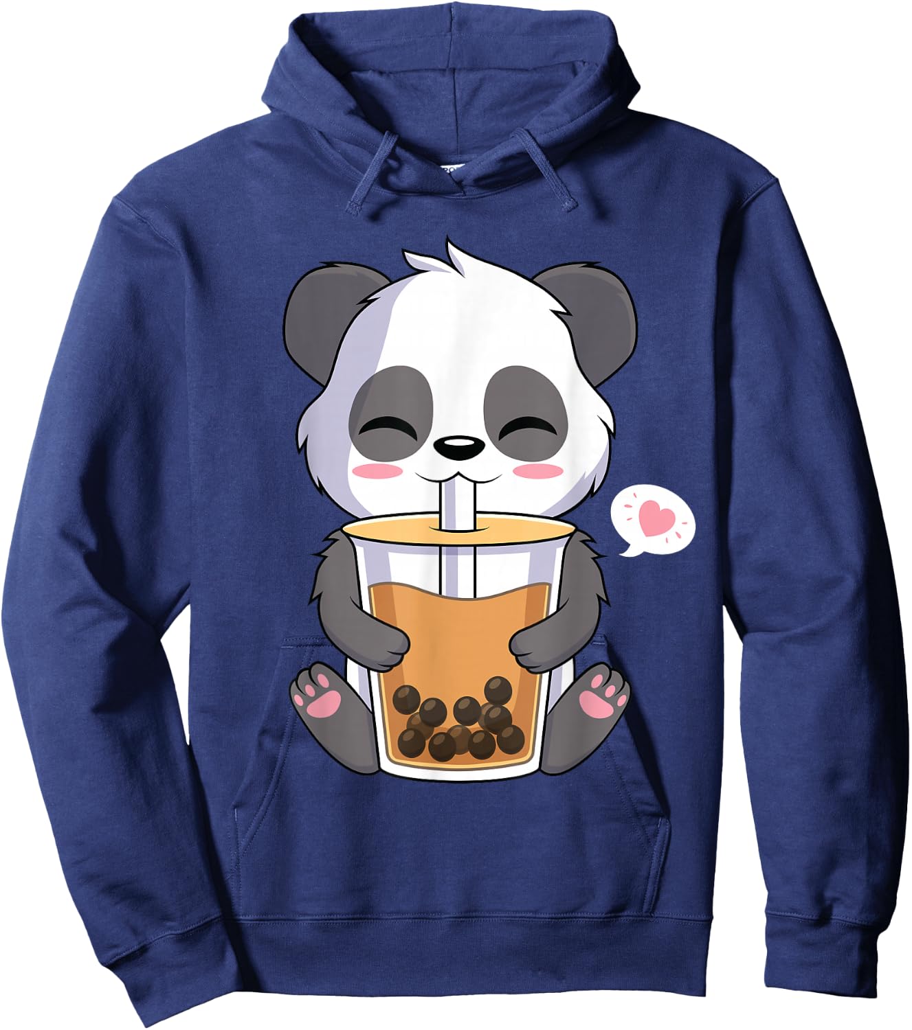 Kawaii Anime Panda Drinking Boba Bubble Tea Hoodie - Hoodie | Navy