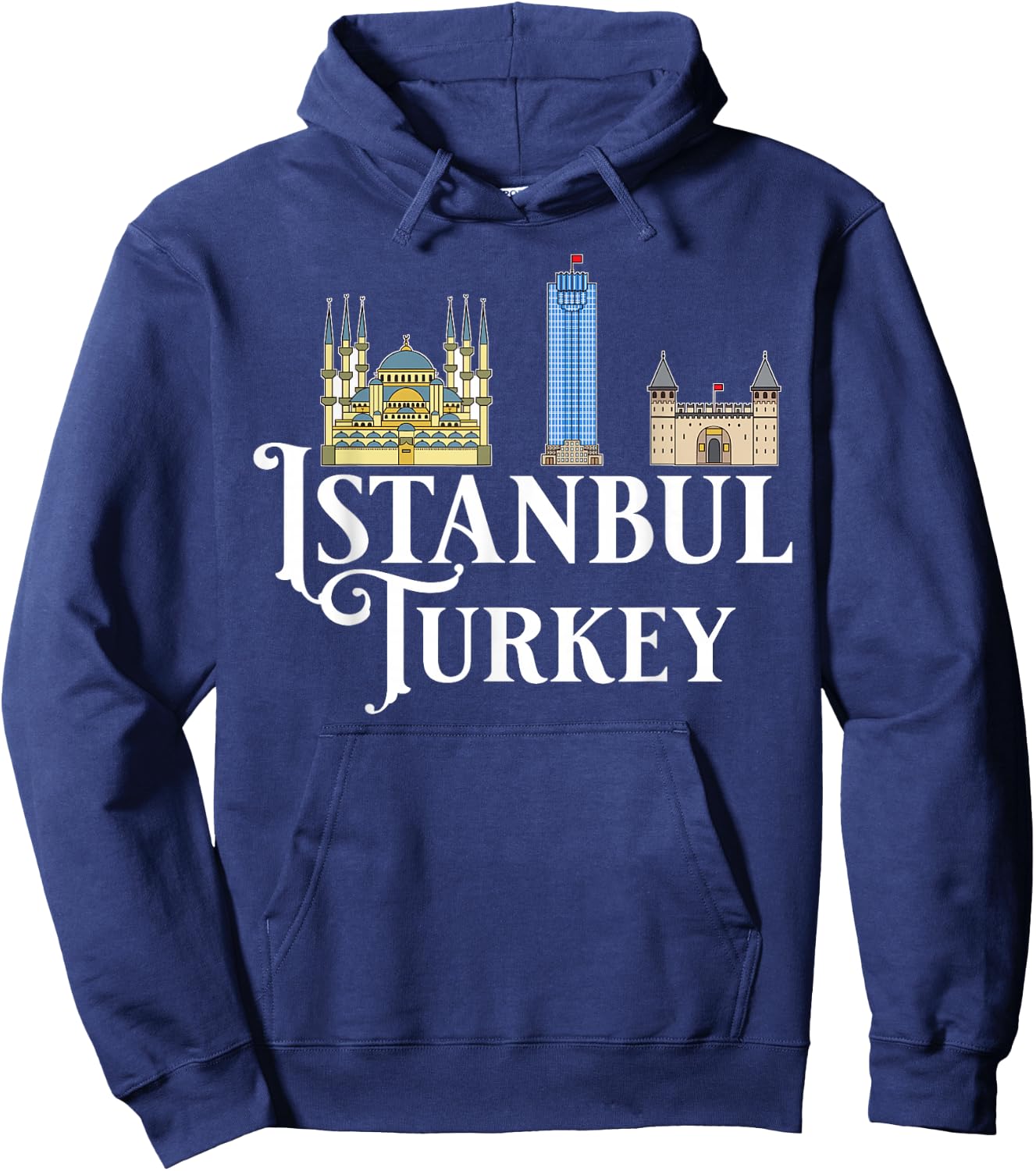 Istanbul Turkey City Skyline Map Travel Hoodie - Hoodie | Navy