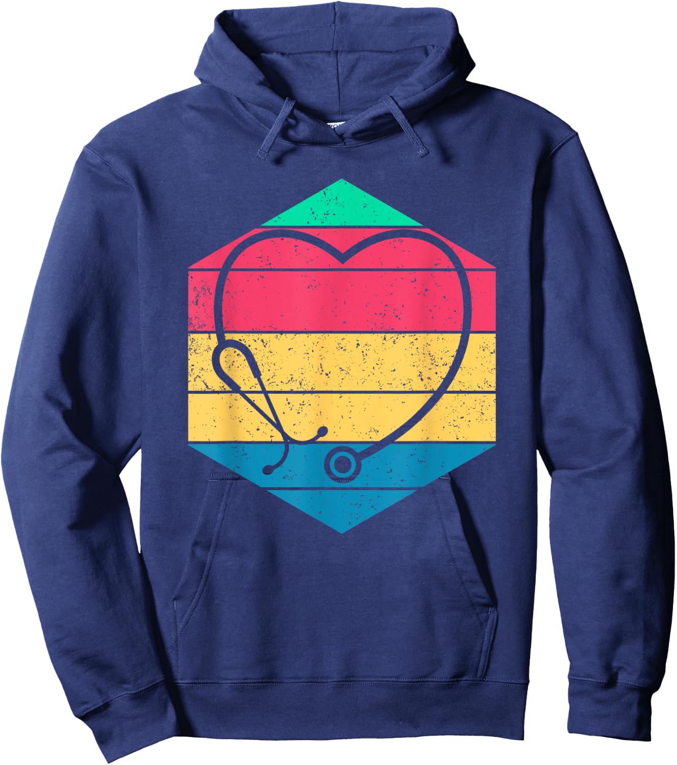 Nursery Medicine Nursing Gift Hospital Cute Stethoscope Heart Retro Nurse Hoodie - Hoodie | Navy