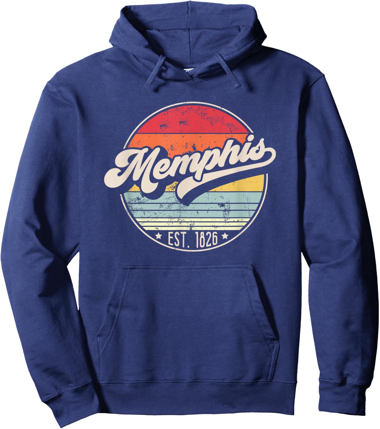 Retro Memphis TN Home City 70s Style Sunset Gift Hoodie - Hoodie | Navy