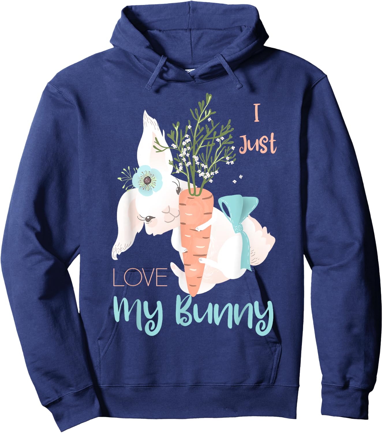 I Just Love My Bunny Cute Rabbit Lover Gift Girls Kids Hoodie - Hoodie | Navy