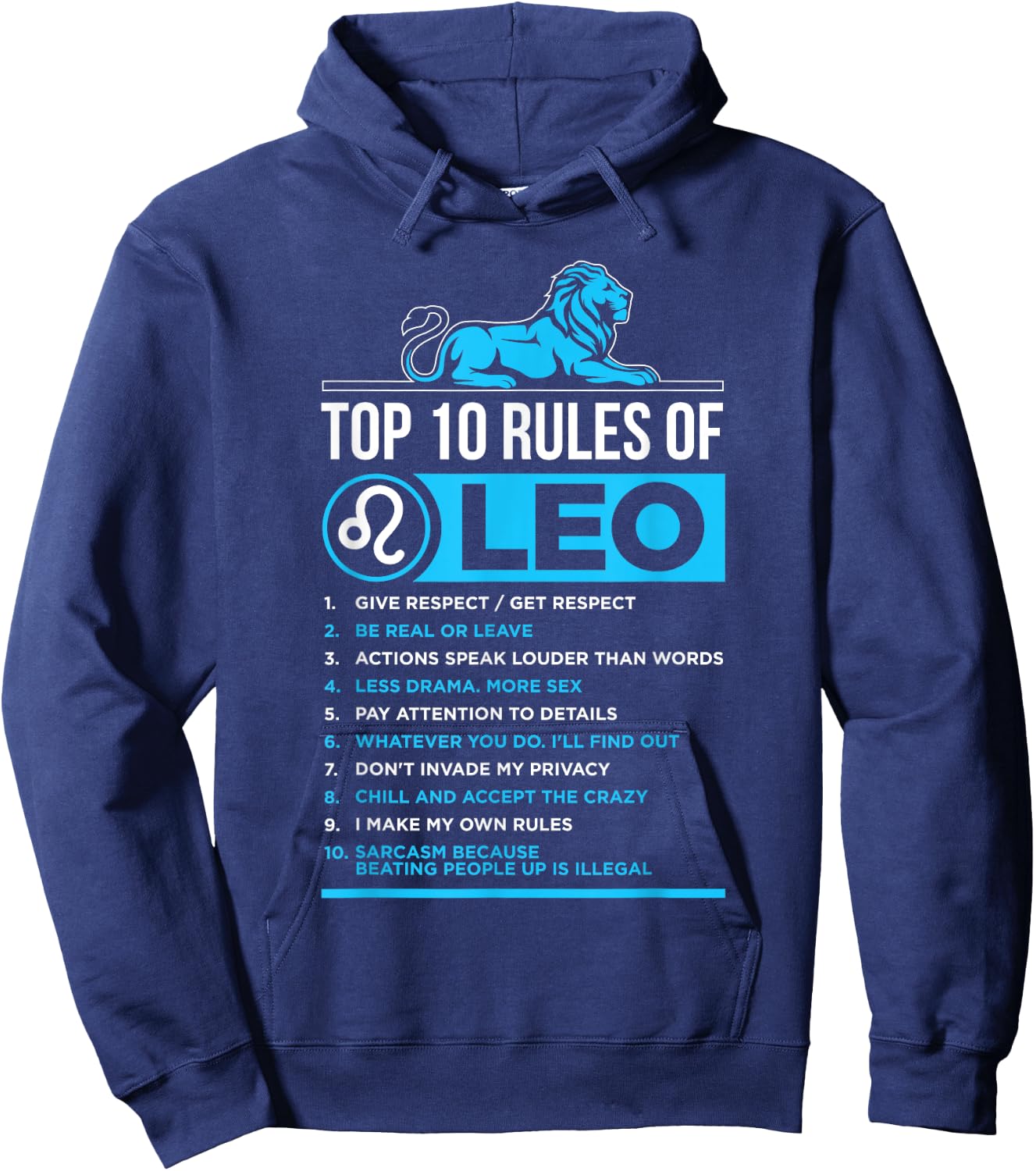 Top 10 Rules Leo Zodiac Sign Facts Traits Horoscope Funny Hoodie - Hoodie | Navy