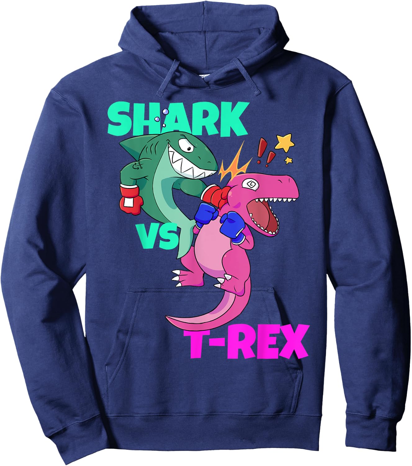 Shark vs Dinosaur T rex Boxing Gloves for Kids Boys Gift Hoodie - Hoodie | Navy