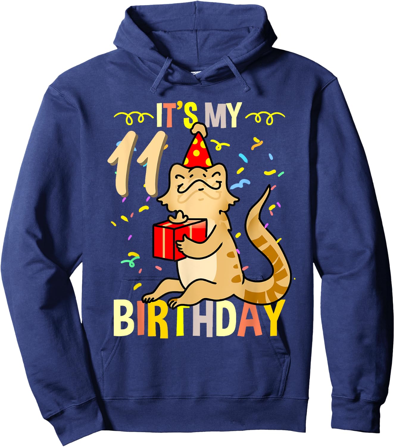 Its My 11th Birthday Bearded Dragon Lizard Lover Hoodie - Hoodie | Navy
