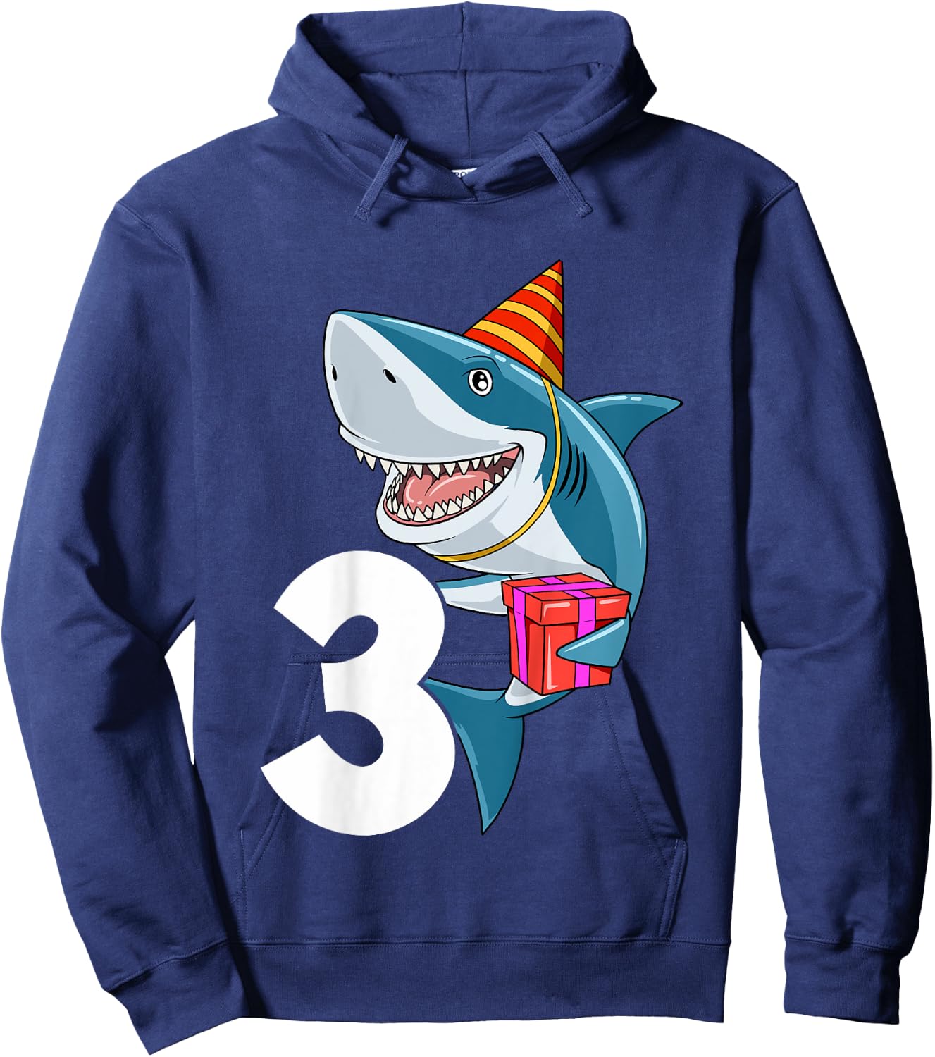 Kids Shark Birthday 3 Shark 3rd Birthday Outfit Shark 3rd Party Hoodie - Hoodie | Navy