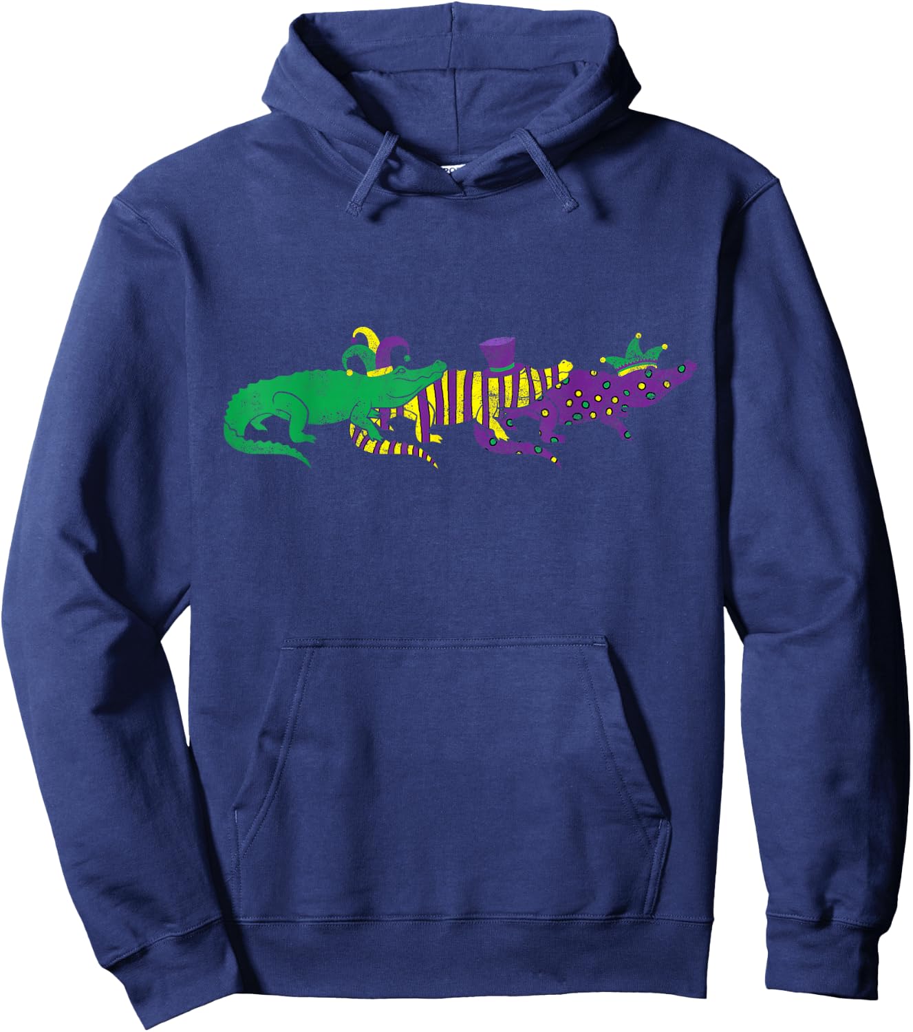 Mardi Gras Alligator Beads Festival Animals Lover Jester Hat Hoodie - Hoodie | Navy