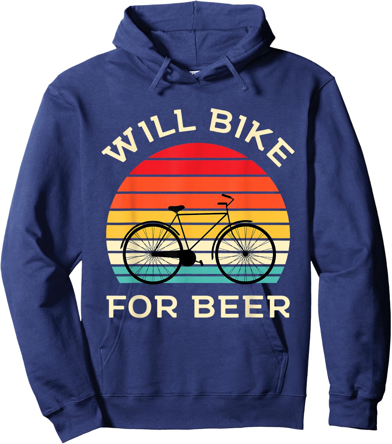 Will Bike for Beer - Funny Cycling & Beer Lover Hoodie - Hoodie | Navy
