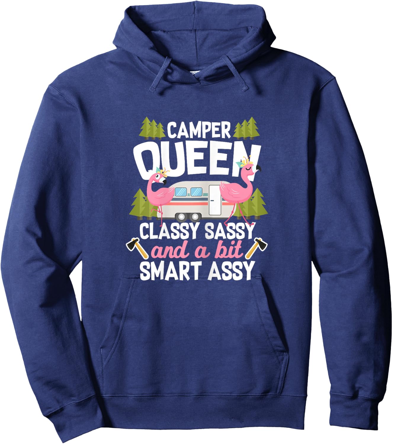 RV Camping Camper Classy Sassy and a Bit Smart Assy Flamingo Hoodie - Hoodie | Navy