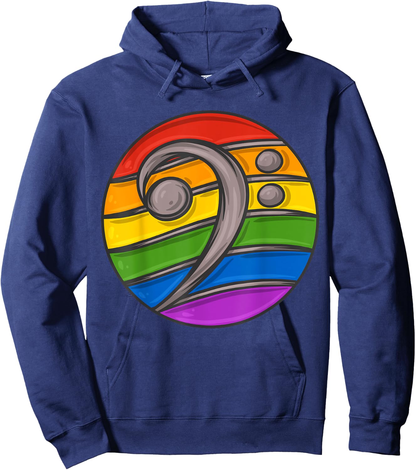 Bass Clef Headphones Notes Music Song Musician Rainbow Hoodie - Hoodie | Navy
