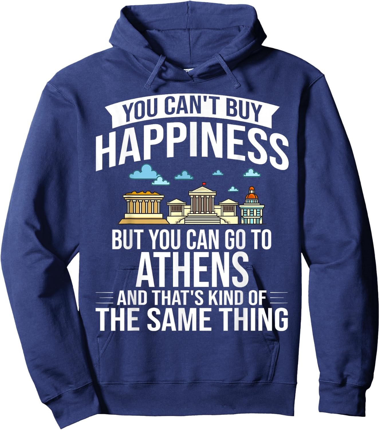 Athens Greece City Skyline Map Travel Hoodie - Hoodie | Navy
