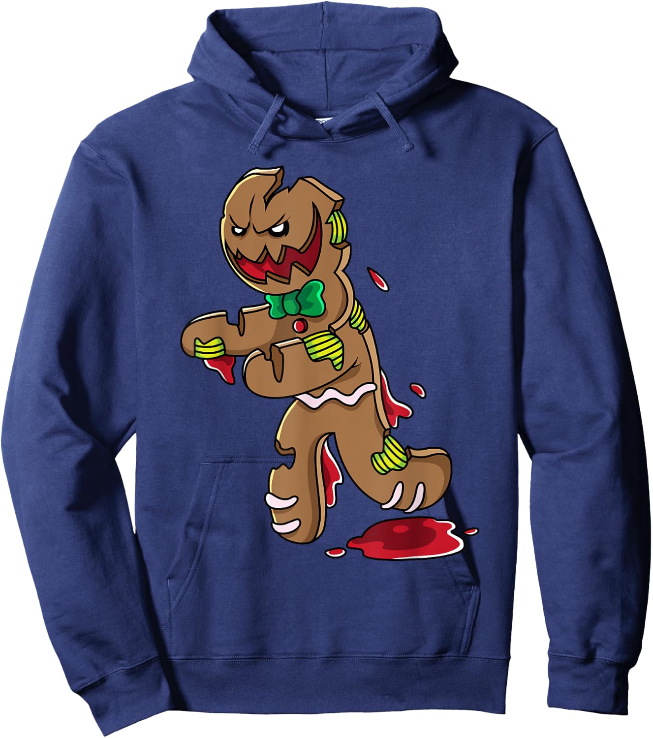 Scary Zombie Gingerbread Man Christmas Horror Krampus Cookie Hoodie - Hoodie | Navy