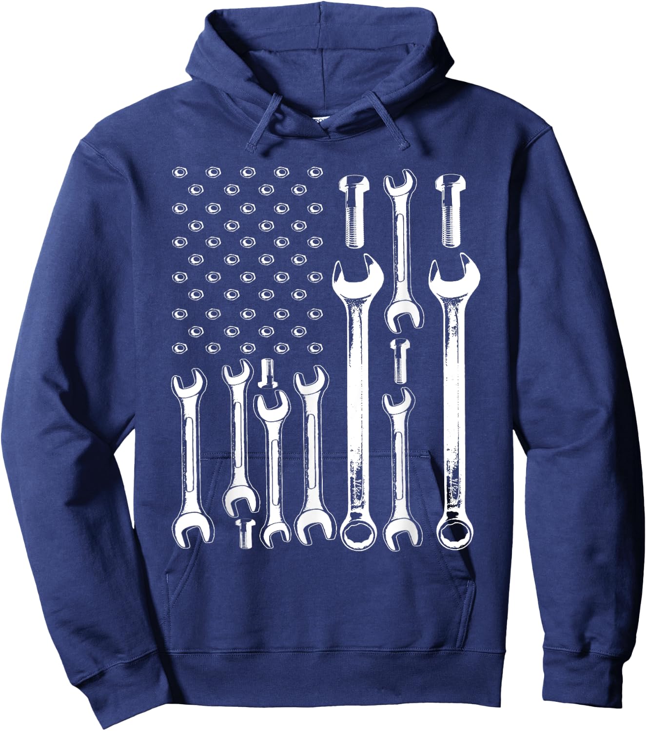 American Flag Mechanic Patriotic Funny Auto Wrench Men Gifts Hoodie - Hoodie | Navy