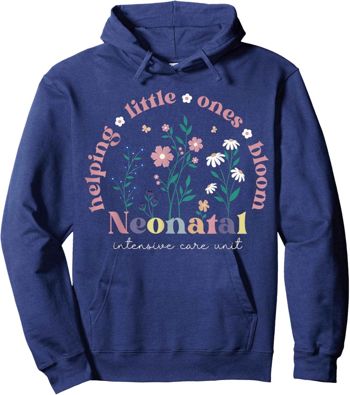 Wildflower Neonatal Intensive Care Unit NICU Nurse Groovy Hoodie - Hoodie | Navy