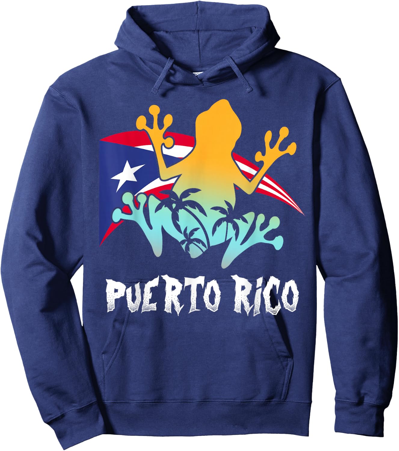 Distressed Style Puerto Rico Frog Gift design Puerto Rico! Hoodie - Hoodie | Navy