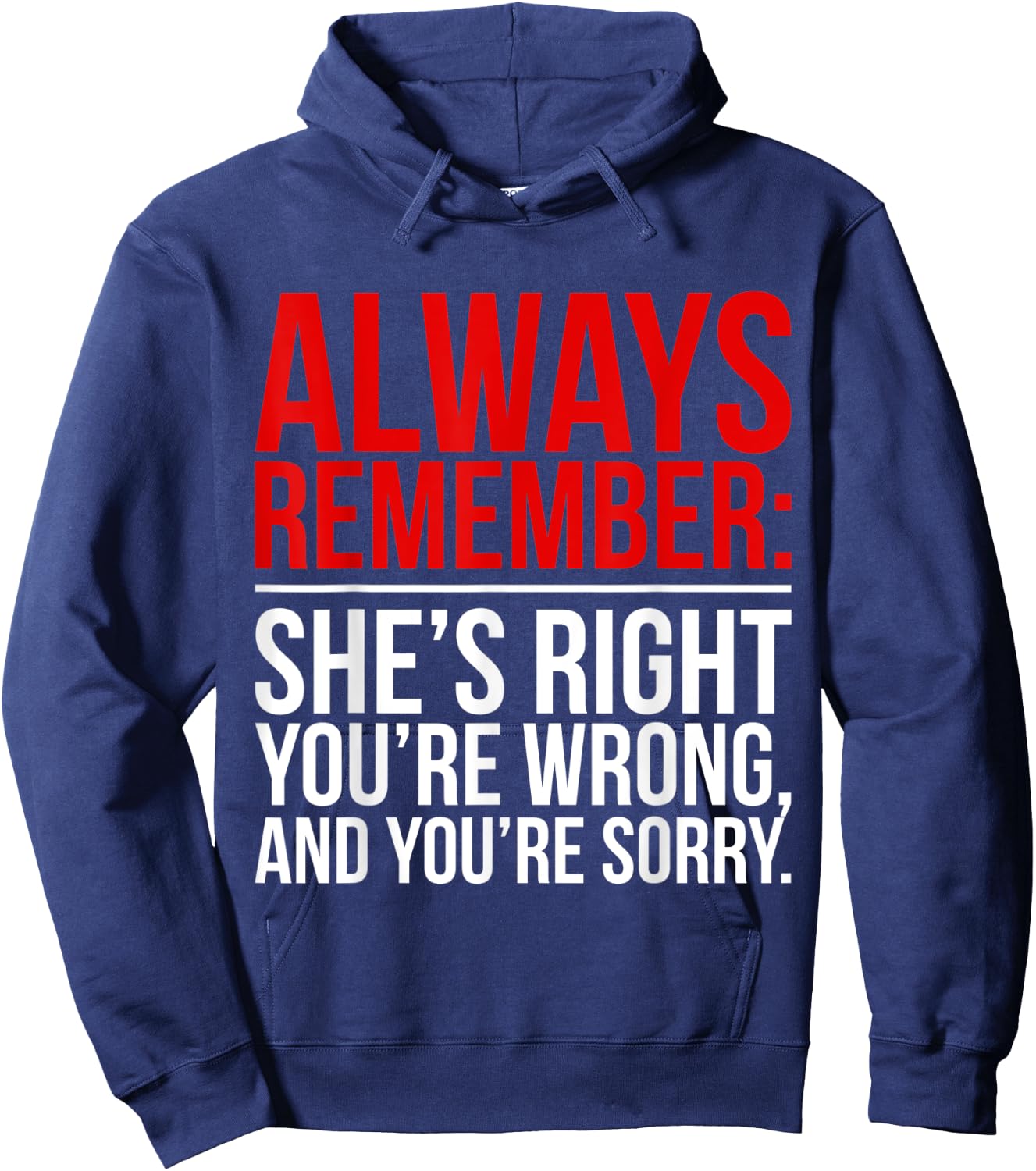Shes Right Youre Wrong and You Are Sorry Humorous Dad Jokes Hoodie - Hoodie | Navy