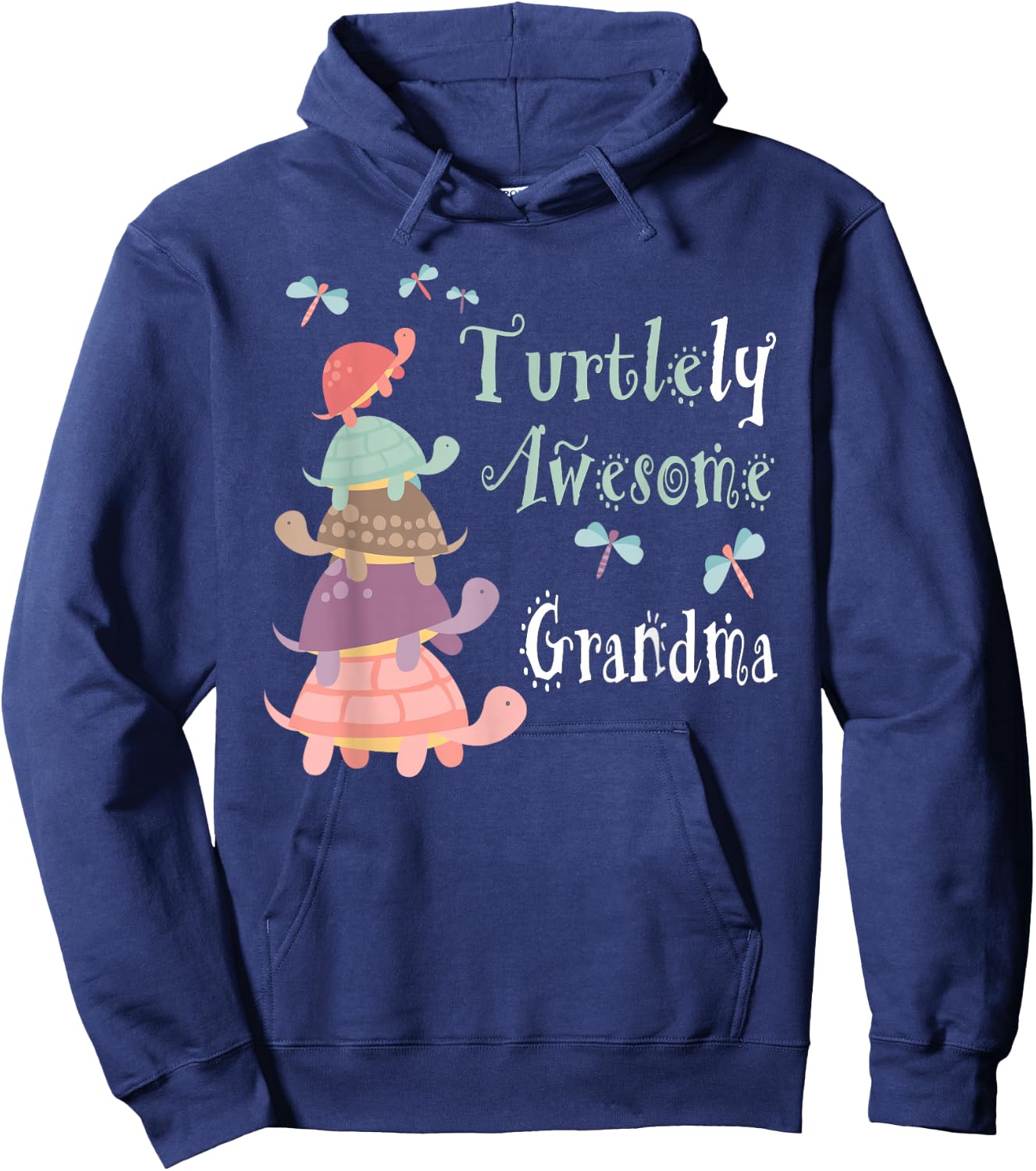 Fabulously Festive Family Gifts - Best Grandma Ever - Whimsical Grandma With Cute Turtles Hoodie - Hoodie | Navy
